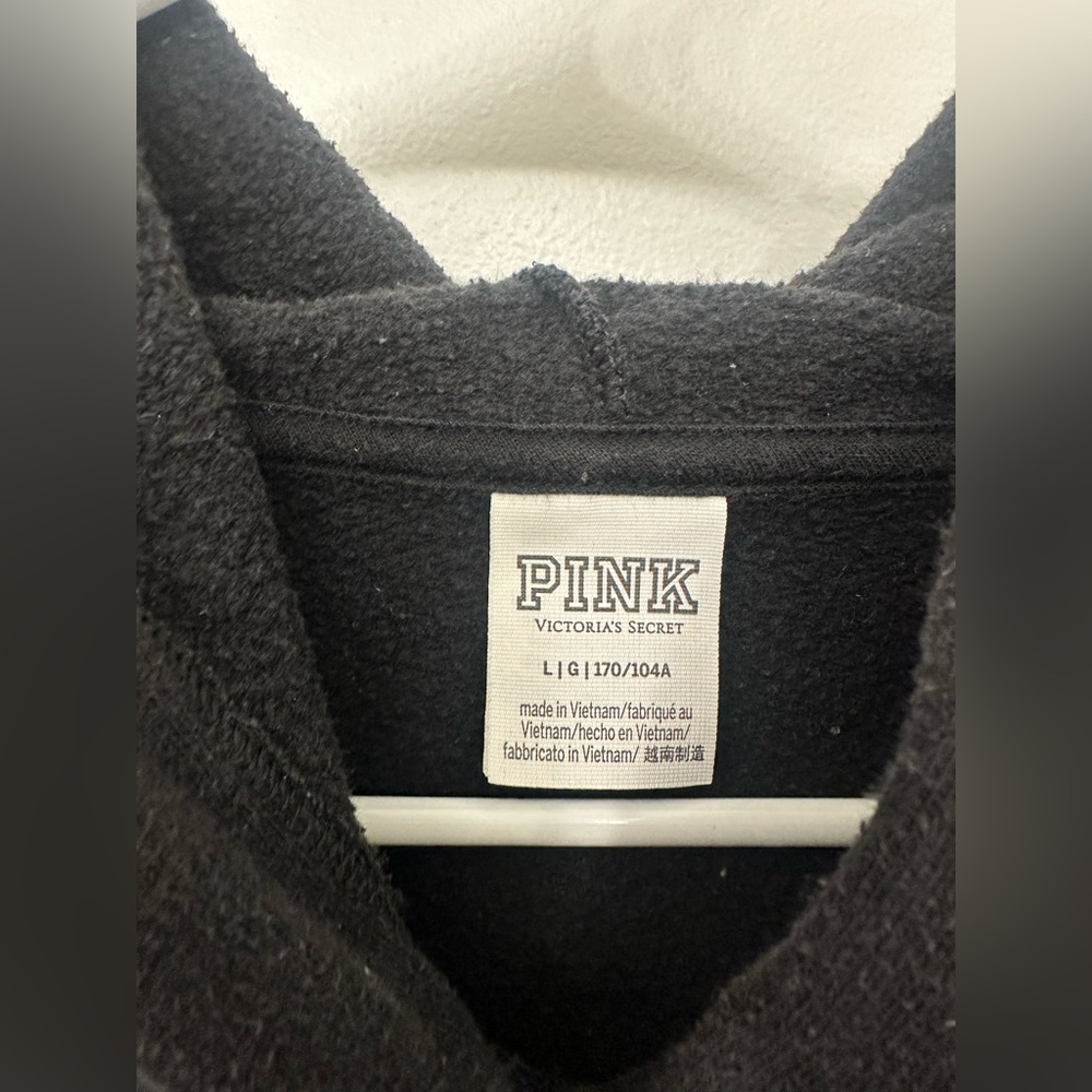 PINK Victoria's Secret Black Crop Hoodie (used) - Picture 4 of 4